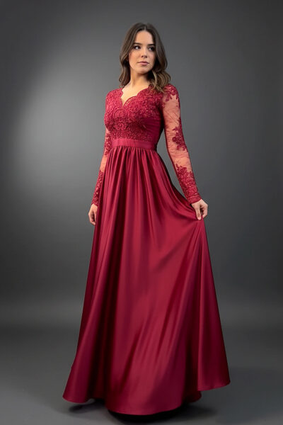 Abito lungo elegante color LAMPONE