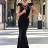 Elegante abito a sirena con scollatura (la tonalità del colore può variare)