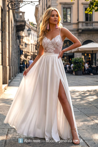 Elegante abito da cerimonia in leggero tessuto bianco