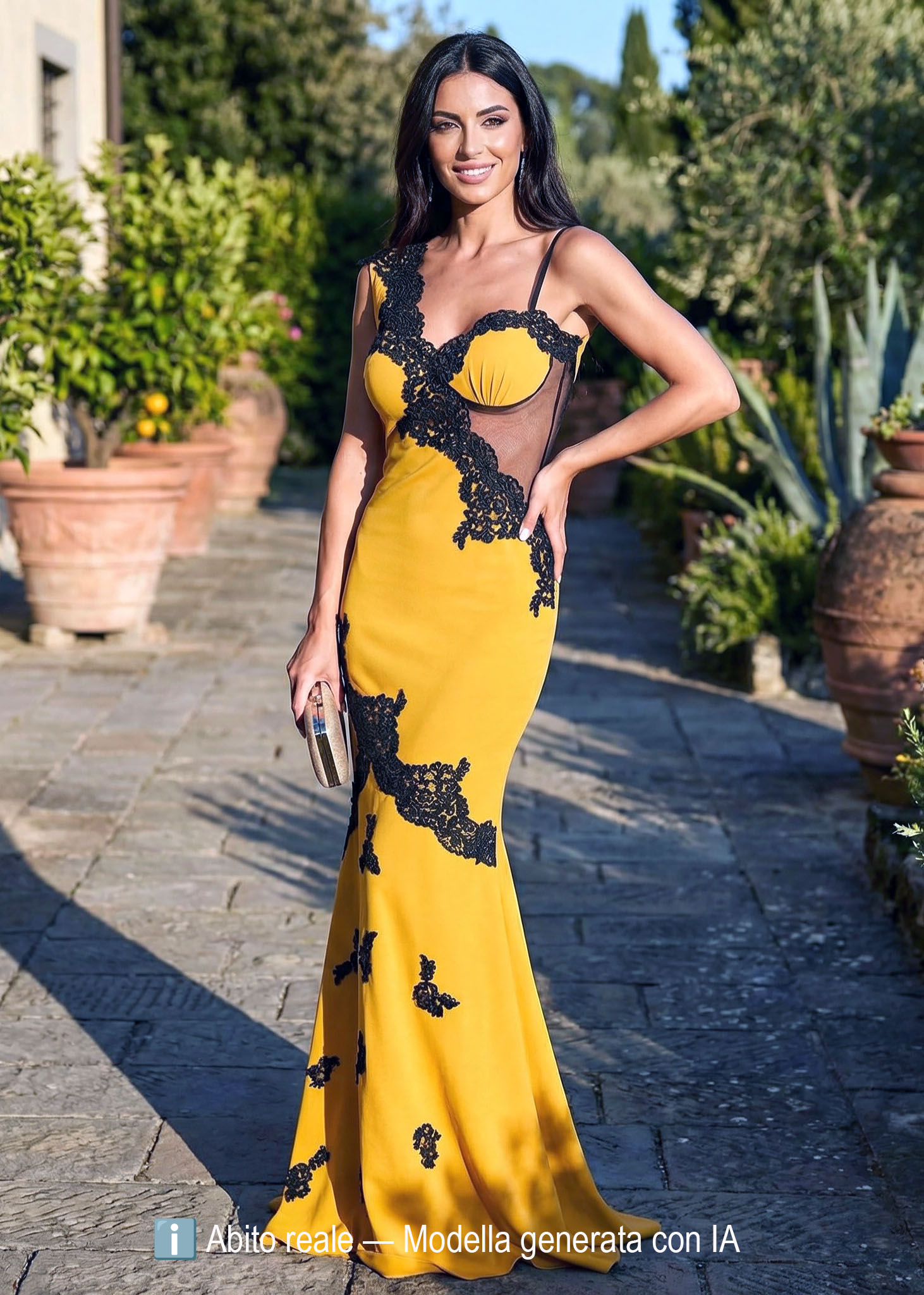 Elegante abito a sirena con leggero strascico
