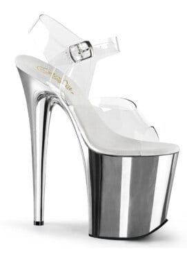 PLEASER - Sandalo argento tacco 20 cm