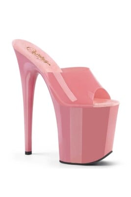 PLEASER - Sabot rosa trasparente tacco 20