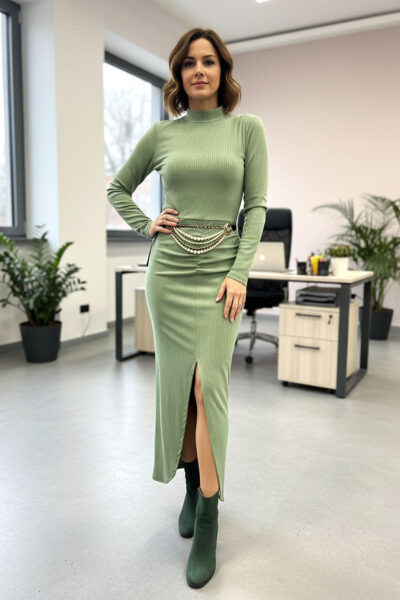 Abito a costine in taglio longuette