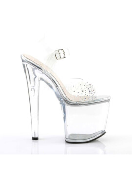 PLEASER Sandalo con strass decorativi alto 18cm