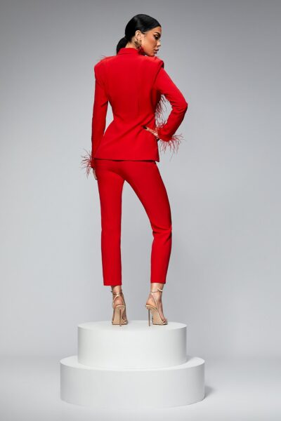 Tailleur con piume decorative e ricami - immagine 3