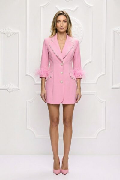 Alternative view of Abito blazer con perline e piume