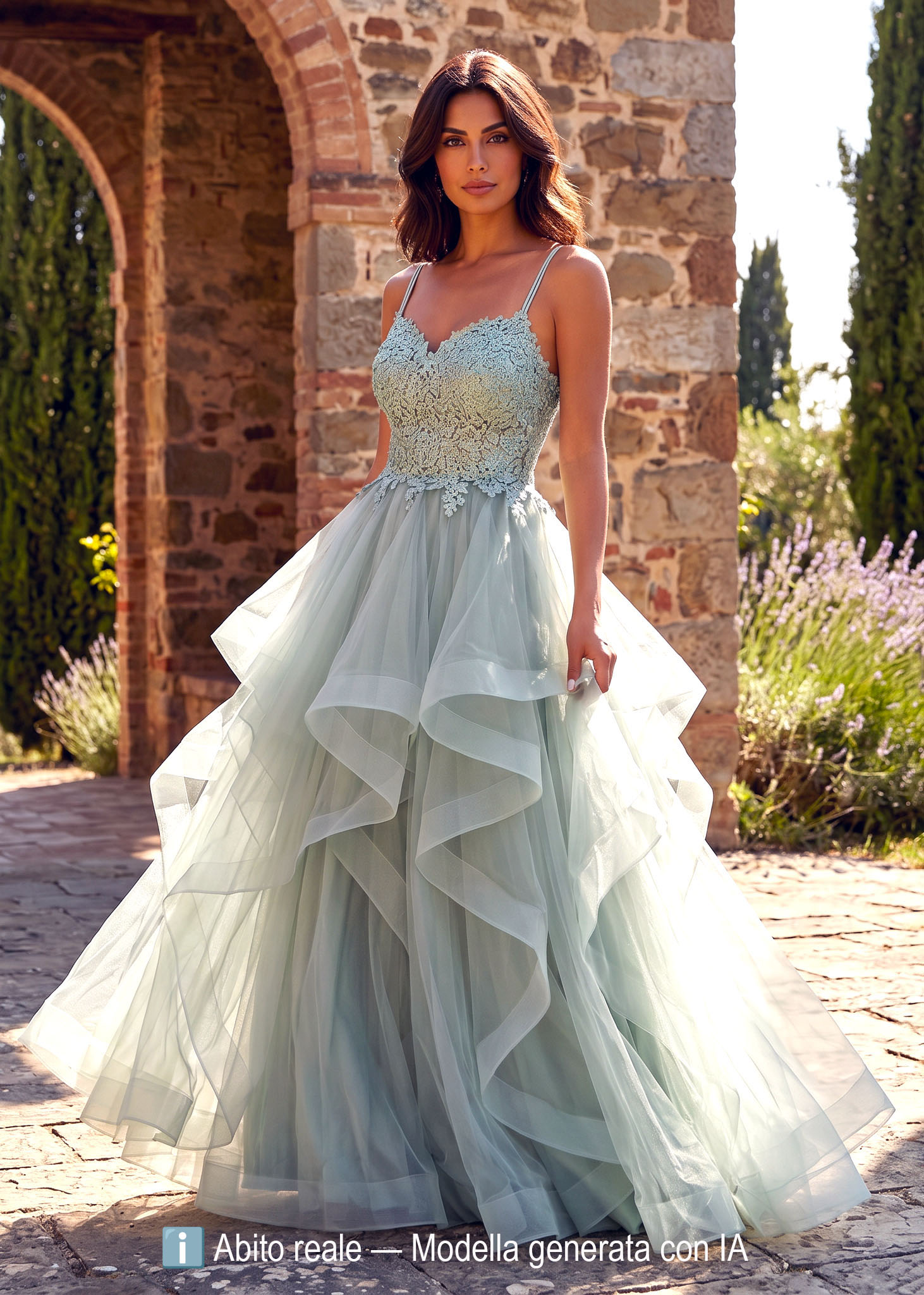 Elegante abito svasato in tulle